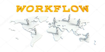 Map with diverse international professionals representing global talent sourcing regions